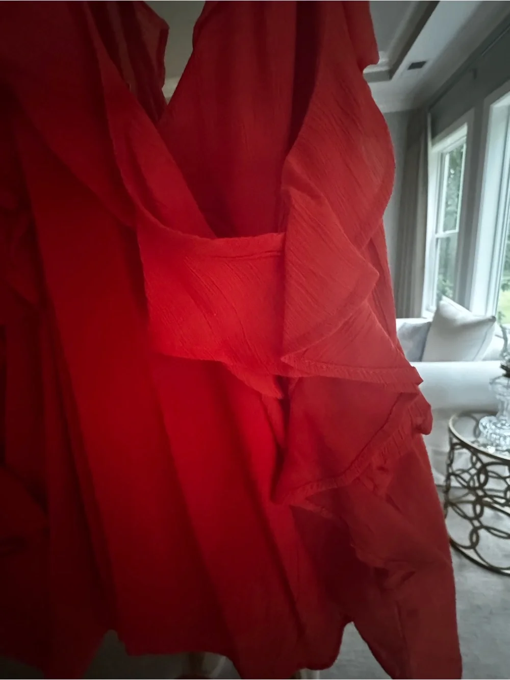 J. Crew Vibrant Red Ruffled Cami Top